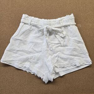 Miami Women's Booty Shorts Size L White Some Stains On Belt/Tie (A8)